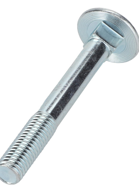 The AGCO | TRUSS HEAD SCREW - 0903-11-14-00 by AGCO is a silver carriage bolt featuring a smooth, rounded head, a square neck under the head, and a threaded shaft. Currently, no additional product description information is available.