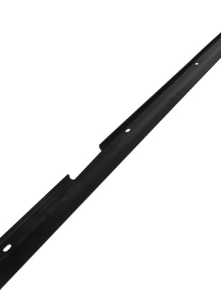 Product Description: The AGCO Profile - 4280529M1 is a long, thin black metal strip featuring several holes and notches along its length.