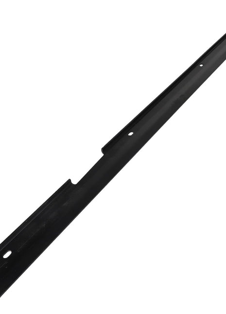 Product Description: The AGCO Profile - 4280529M1 is a long, thin black metal strip featuring several holes and notches along its length.