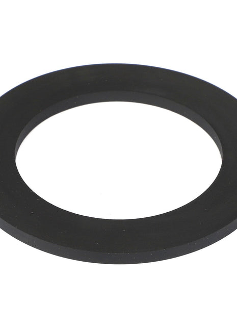 A circular black rubber gasket with an inner hole, designed to ensure a tight seal, known as the AGCO FLAT WASHER - AG610722 from the brand AGCO.