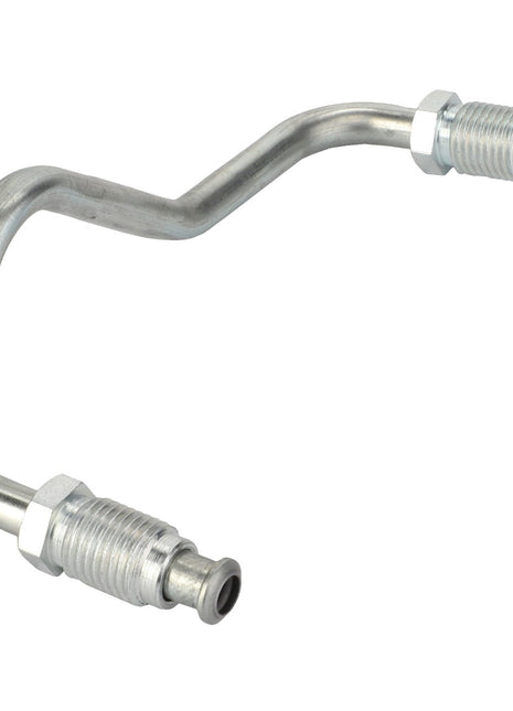 The AGCO | Pipe - Acw146551A is a metal, zigzag-shaped pipe featuring two threaded fittings at each end, specifically designed for connecting fluid systems. Note: No further product description information is currently available.