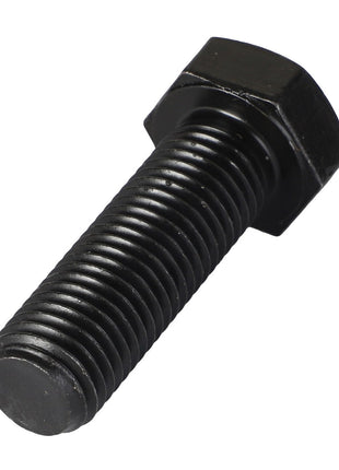 Close-up of the AGCO | SCREW - AL5002278, a black hex bolt with a threaded shaft and a flat end, oriented diagonally. No current product description information is available.