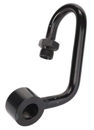 A black metal pipe with a curved shape, featuring a threaded fitting on one end and a cylindrical attachment on the other. Product Name: AGCO | PIPE - AL313485, Brand Name: AGCO. No current product description information is available.