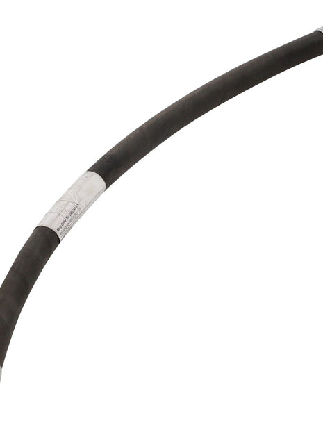 The AGCO | Hydr. Hose - Acx2804810 is a sturdy, flexible black rubber hose featuring durable metal connectors on both ends.