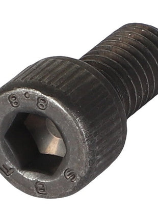 A close-up image of the AGCO | Hex Socket Screw - Va021390, featuring a threaded body and a cylindrical head with a hexagonal recess for an Allen key. This high-quality screw appears to be made of durable metal.
