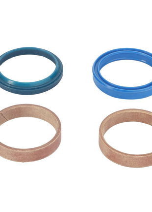 Image of four circular rings, two blue and two brown. The blue rings appear to be rubber, while the brown rings look like they are made of fabric or a composite material. No current product description available for AGCO | Seals Kit - Acp0343810 by AGCO.