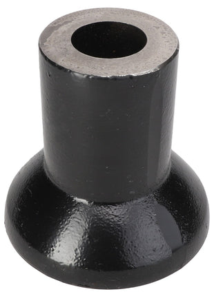 Close-up of the AGCO Spacer - Acp0018450, a black, cylindrical metal object with a wide base and a hollow center. The surface has a glossy finish. No current product description available.