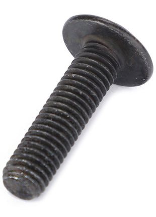 A close-up image of the AGCO Button Head Screw - Acw1325570, a black 32mm screw with a threaded shaft, positioned diagonally against a white background.