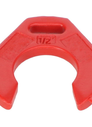 There is no detailed product description available for the AGCO KIT, STOP - AL5028010 red plastic pipe cutter, which features a half-inch marking.