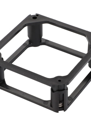 A durable black square plastic mounting bracket, identified as the "AGCO | SPRING PLATE - F916200060070," featuring four corner supports and an open center.