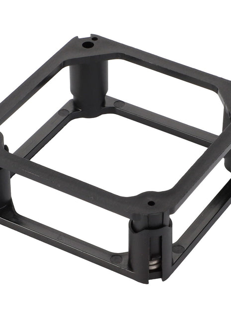 A durable black square plastic mounting bracket, identified as the "AGCO | SPRING PLATE - F916200060070," featuring four corner supports and an open center.