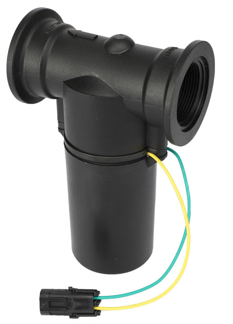 A black T-shaped plastic automotive sensor, specifically the AGCO CONTROL VALVE - AG523941, with wiring and a connector attached to its base.