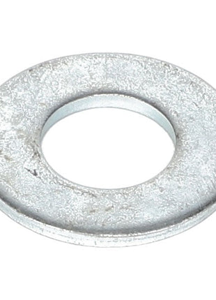 The AGCO | FLAT WASHER - AG550981 is a metallic flat washer with a circular hole in the center, primarily utilized to distribute the load of a threaded fastener.