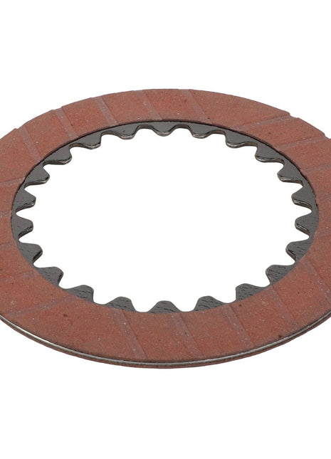 Image of the AGCO Plate - Acp0136960, featuring a rust-colored outer ring and gear-like notches on the inner ring. Currently, no product description is available.