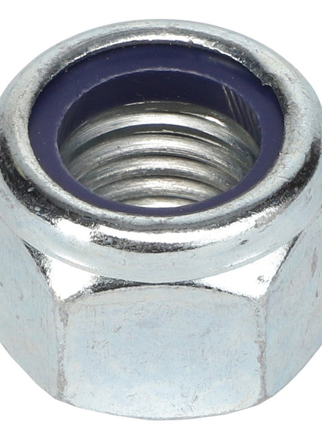 The AGCO LOCKNUT - AL5011559, a hexagonal metal nut with a blue nylon insert commonly used for fastening, currently lacks detailed product description information.