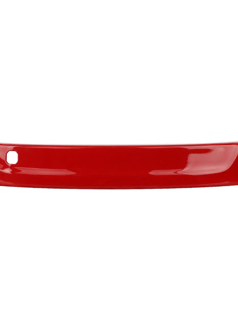 An AGCO | Bar - Acw1113440, featuring a sleek, red car bumper with a smooth, glossy finish and a small rectangular cutout on the left side.