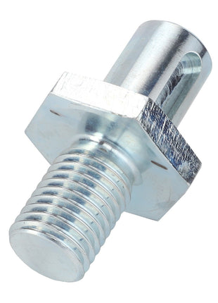 A close-up image of the AGCO | STUD BOLT - D28580060, featuring a threaded shaft, a hexagonal head, and a cylindrical extension. No current product description available.