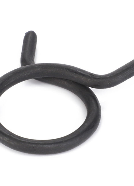 A black, circular metal clamp with two protruding ends, named AGCO | Clamp - F007200210170 by the brand AGCO, is displayed on a white background. No current product description available.
