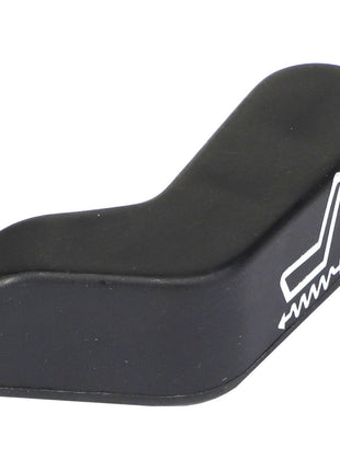 A sleek black plastic reclining seat adjustment lever from AGCO, featuring a clear white seat and arrow symbol (Product Name: AGCO | KNOB - ACW1023060).