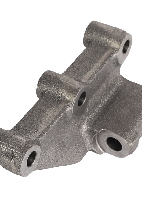 Close-up of the AGCO Holder - Acp0435690, a metallic, irregularly shaped mechanical part with four cylindrical extensions and multiple holes for fasteners.