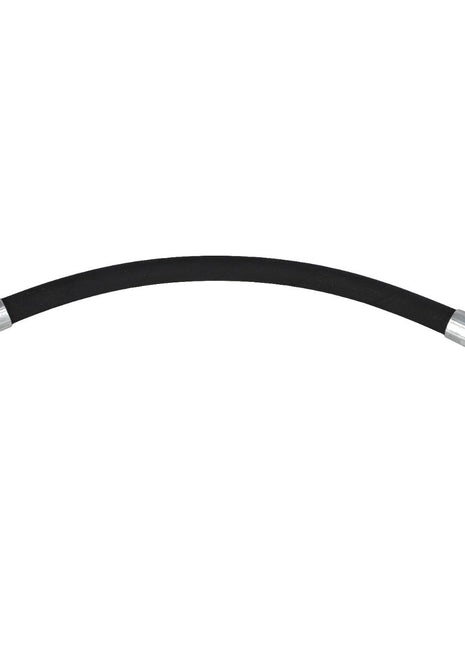 Introducing the AGCO | Return Hose - Acx2761820 by AGCO: a black hydraulic hose equipped with metal fittings on both ends, featuring an elbow fitting on one end and a straight fitting on the other.