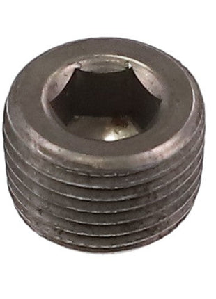 Close-up of the AGCO PIPE PLUG - AG561081, featuring threaded sides and designed for use in mechanical or plumbing applications. No current product description information available.