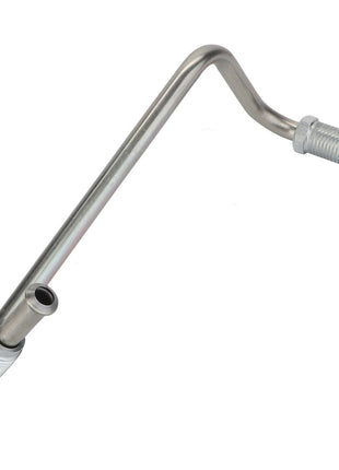 The AGCO | Tube - Acw7013090 features a durable metal construction with precision connectors at both ends, expertly bent at an angle for seamless installation.