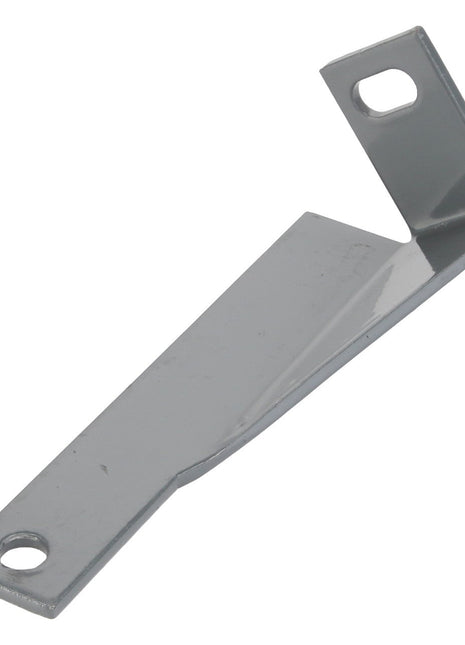 Product Name: AGCO | BRACKET - D28285381 is a metal bracket crafted by the brand AGCO. It features two holes, one at each end, and has a bent middle section. Currently, there is no detailed product description information available.