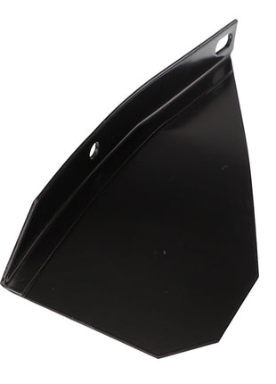 No current product description information is available for the AGCO LEFT HAND DEFLECTOR - D49060067 from AGCO, a black metal angle bracket with two mounting holes.