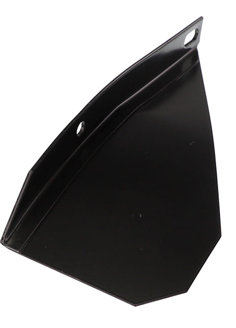 No current product description information is available for the AGCO LEFT HAND DEFLECTOR - D49060067 from AGCO, a black metal angle bracket with two mounting holes.