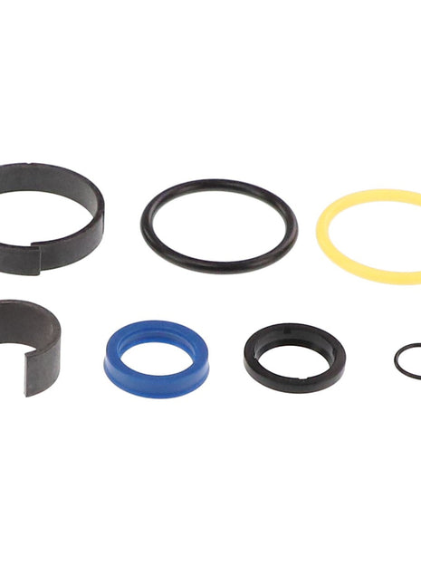 A collection of seven assorted rubber and plastic O-rings and gaskets of various sizes and colors laid out on a white background. No current product description available for the AGCO | Seals Kit - 113150M1 by AGCO.