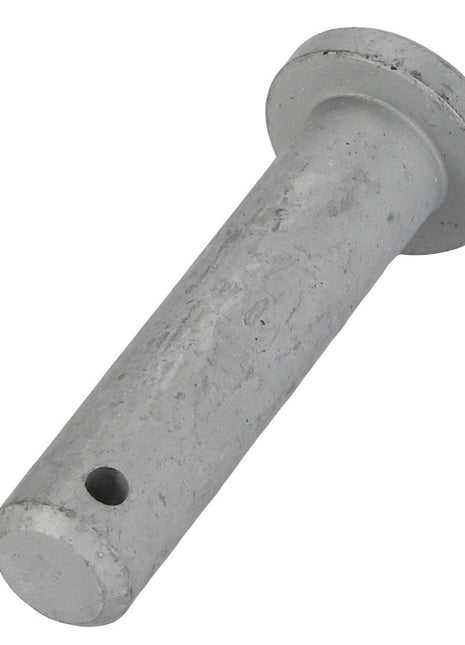 The AGCO | Clevis Pin - Acw106644A, from the brand AGCO, is a metal cylindrical pin featuring a small circular hole near one end and a wider flat top at the other.