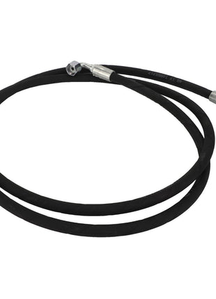 A sturdy AGCO hydraulic hose (model Acw0937380) featuring elegant silver metal fittings on both ends.