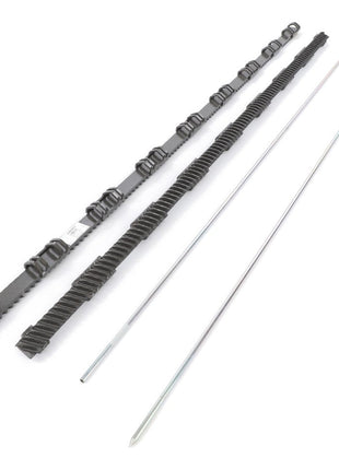 Three long, thin AGCO Concave Beam Attachment Kit rods with coils and ridges, and one smooth rod lay parallel on a pristine white background.