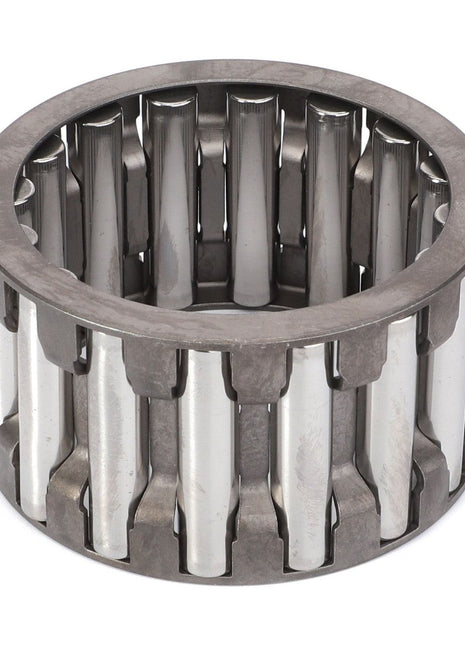 The AGCO | Needle Roller Bearing - 3011592X1 is a cylindrical metal bearing with numerous rollers arranged in parallel lines and a cage, commonly used in Massey Ferguson Models to reduce friction.