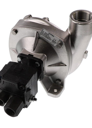 The AGCO PUMP - AG426882 by AGCO is a metallic motor pump with attached connectors, featuring a label with specifications (212 GPM), designed for fluid transfer applications. The stainless steel hydraulic centrifugal design ensures durability and efficiency, exemplified by Pentair Hypro 9306 standards.