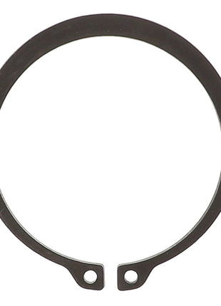 The AGCO | RING - AL5016621 is a metal circlip with internal tabs and two small holes at the ends, designed to secure components in various machinery or assemblies.