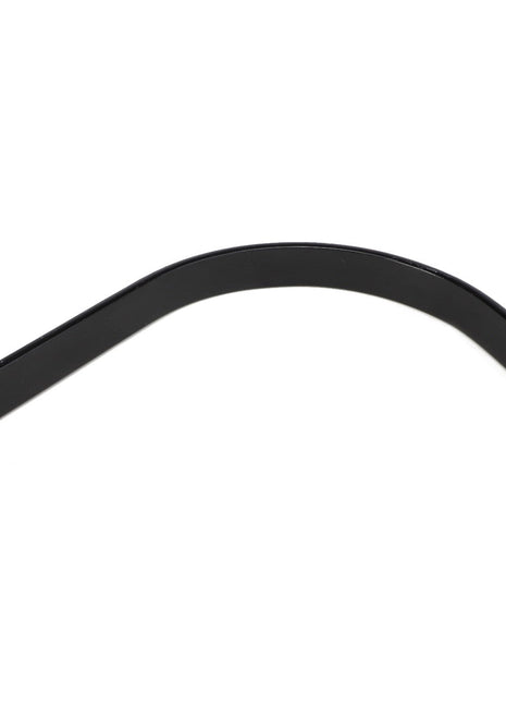 The AGCO | SPRING - E58035, a black metal bracket featuring a curved design and holes at both ends, is shown against a white background. Additional product details are currently unavailable.