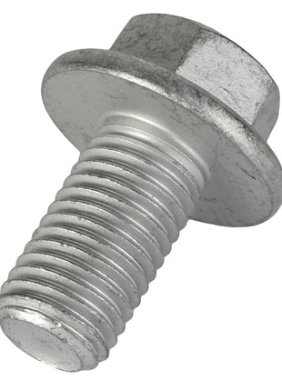 A close-up of the AGCO Hexagon Flange Bolt - 3009234X1, a silver metal bolt featuring a partially threaded shaft and a flanged hexagonal head.