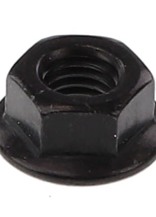 A sturdy AGCO hex flange nut, Acx2988220, in black with a precisely threaded interior.