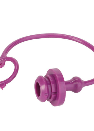 Introducing the **AGCO | Plug - Acp0671390** by AGCO: A purple silicone bottle stopper featuring an attached loop for convenience.
