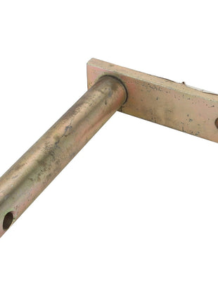 The AGCO | PIN - AL337914 is a metal L-shaped bracket with a cylindrical pin extending from one end and a hole on the shorter flat end. Currently, no product description information is available.