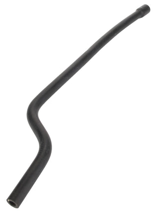 The AGCO Hose - 4391766M1 is a black bent tube with an irregular curve and open ends.