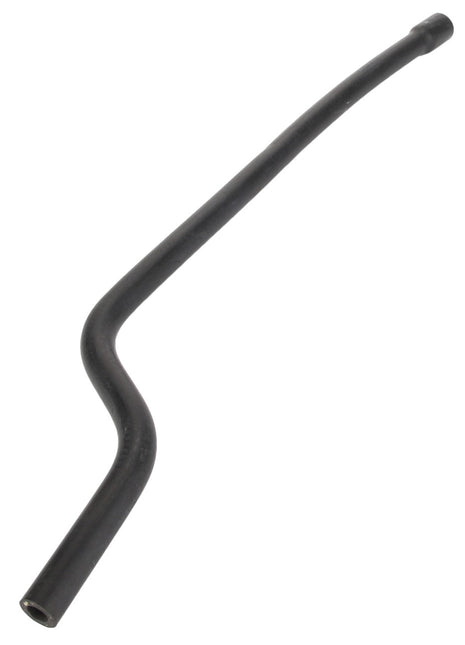 The AGCO Hose - 4391766M1 is a black bent tube with an irregular curve and open ends.