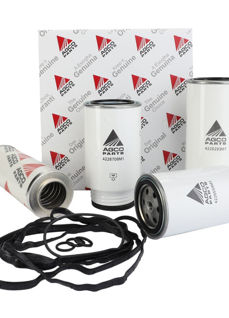The AGCO | Service Kit - Acp0525370, along with various filters and seals, is displayed with packaging in the background. However, there's no current product description available.