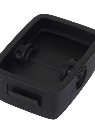 The AGCO Shutter - Acx3293040 is a black plastic rectangular clip, featuring an open central compartment and two internal hinges, designed for attachment to another object. No additional product description information is currently available.