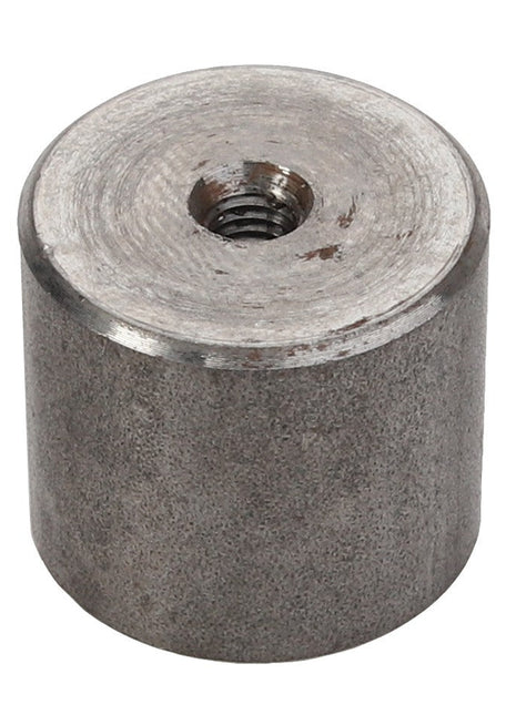 The AGCO BUSH - D28786572 is a cylindrical metal component featuring a threaded hole at its center, commonly utilized as a fastener or connector in machinery or tools. No detailed product description information is currently available.