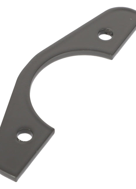 The AGCO Clamp - Acw5458340, a semi-circular metal bracket with two holes on each flat end, is currently listed without any product description information available.