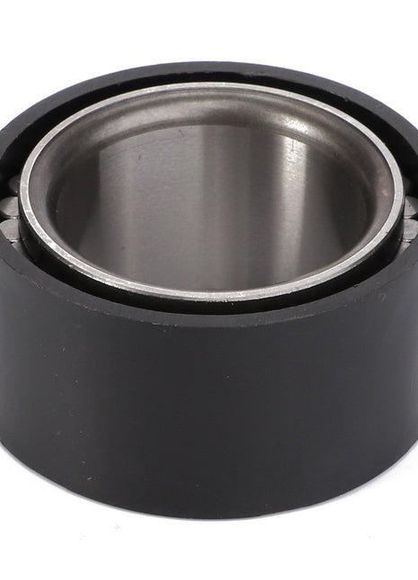 The AGCO Ball Bearing - F411301021270 features a metal roller element enclosed within a black, cylindrical outer casing. This design effectively manages both radial and axial loads.