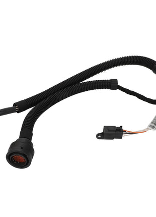 The AGCO Auto-Guide Wire Harness (Acw716136C) features a sheathed wire with two connectors: one circular connector equipped with multiple red pins and another rectangular connector with a red clip. Further specific model or variation details are currently unavailable.